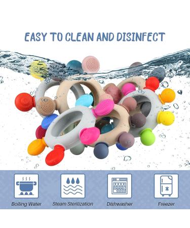 Organic Wooden & Silicone Baby Teething Toy Rings - Khaki (3+ Months) - Buy Online on SooperMarket.com