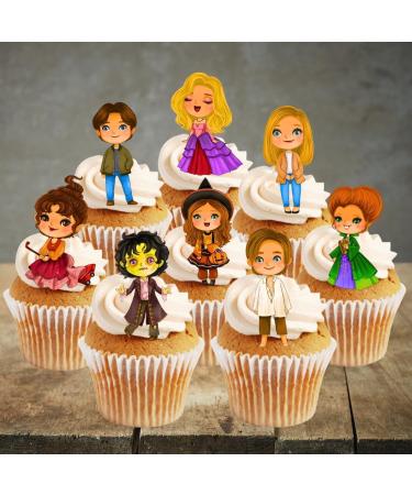 Hocus Pocus Edible Cupcake Toppers (PRECUT Optional) Sanderson Sisters Theme - Halloween Witches Edible Cupcake Toppers - Wafer Cake Decorations (PRECUT Pack of 12) - Buy Online on SooperMarket.com