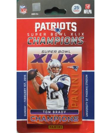 New England Patriots 2014 Panini Super Bowl XLIX Champions Limited Edition Factory Sealed 25 Card Team Set with First Malcolm Butler Rookie Year Card, 3 Tom Brady Cards, Super Bowl Moments Cards and More