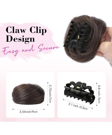 REECHO 2 PCS Mini Claw Clip in Messy & Cat Ears Hair Bun Extensions Wig Accessory Updo Hairpieces for Women Girls (Pack of 2-3" Straight Cool Dark Brown) Pack of 2 - 3" Straight Cool Dark Brown - Buy Online on SooperMarket.com