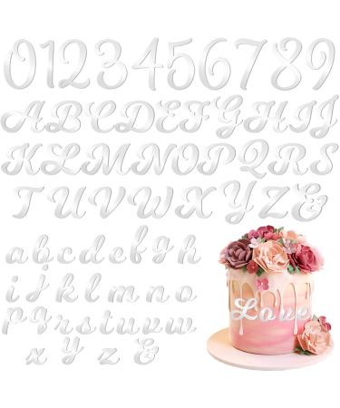 128 Pcs Acrylic Number Alphabet Cake Topper DIY Name Cupcake Toppers 0-9 Numbers A-Z Letter Cake Toppers Decorations for Wedding Birthday Baby Shower Graduation Party Supplies(Silver)