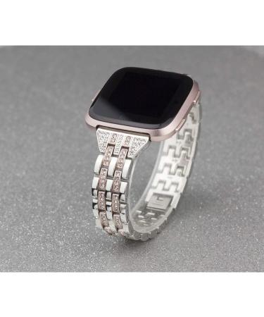 Mtozon Metal Rhinestone Bling Band for Fitbit Versa/Versa 2/Lite - Women's Silver, Rose Gold, Black - Buy Online on SooperMarket.com