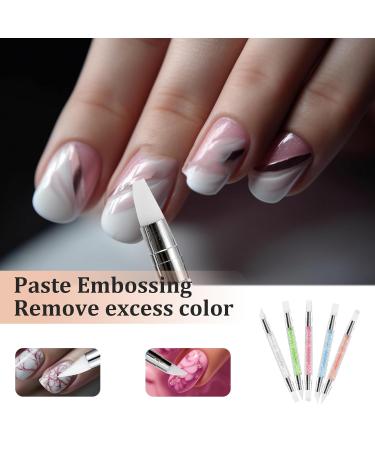 5-Piece Silicone Nail Brush Set | Double-Headed DIY Manicure Tool for Nail Art Painting & Designing | Reusable Nail Art Pen - Buy Online on SooperMarket.com