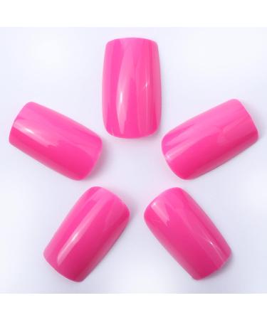 Buy Novo Ovo Neon Pink Holographic Press On Nails - Medium Angular Artificial Fingernails for Easy Application | International Shipping Available - Buy Online on SooperMarket.com
