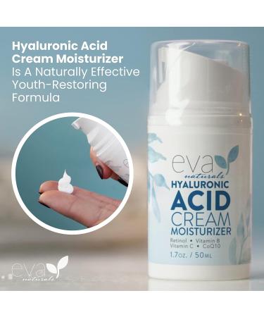 Eva Naturals Hydrating Face Cream with Hyaluronic Acid - Anti-Aging Moisturizer with Aloe Vera & Retinol - Firming Day & Night Cream (1.7 Fl Oz) - Buy Online on SooperMarket.com