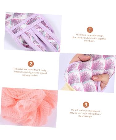 Buy 3-Piece Bath Towel Set with Lotion Gloves Bath Sponge & Back Scrubber - Deep Cleaning Tool - Purple - International Shipping Available - Buy Online on SooperMarket.com