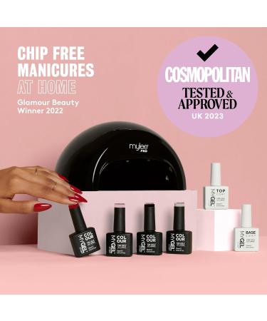 Mylee Complete Gel Nail Kit with LED Lamp - 4 Colors, Top & Base Coat, Salon Series Lamp, Gel Remover - Black - Buy Online on SooperMarket.com