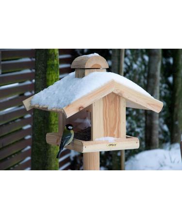 Dobar 21277E Large Bird Feeder Solid Wood Bird House with Shingle Roof Premium Bird Feeding Station for Container Montage 38x38x30 cm - Buy Online on SooperMarket.com