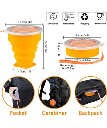 4 Pack Silicone Collapsible Travel Cup Set with Lid - Reusable & Expandable Drinking Mug for Camping and Hiking - Buy Online on SooperMarket.com