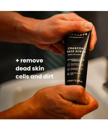 ManCave Charcoal Face Scrub 100ml - Exfoliate & Smooth Skin, Vegan & Cruelty Free, Dermatologically Tested - Made in England - Buy Online on SooperMarket.com