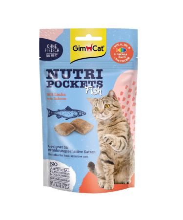 GimCat Nutri Pockets Fish Salmon - Crispy cat snack with functional ingredients - 1 bag (1 x 60 g)