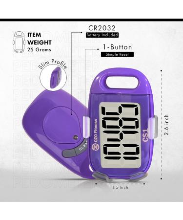 OZO Fitness CS1 Easy Pedometer for Walking - Step Counter with Large Display  Clip on and Lanyard Purple - Buy Online on SooperMarket.com