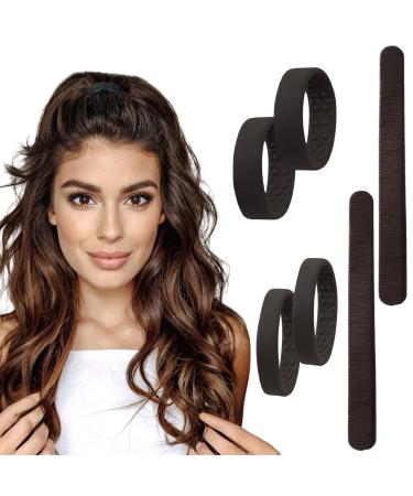 6pc PONY-O and Bun Barz Variety Pack for Fine to Normal Hair - PONY-O Revolutionary Hair Accessories - Ponytail Holders Hair Bun Makers - 2x Small PONY-O 2x Medium PONY-O and 2x Bun Barz - Dark Brown