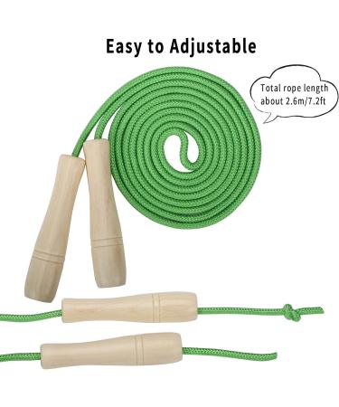 Adjustable 270cm Kids Jump Rope - Wooden Handle & Cotton Rope for Boys & Girls - Green Fitness Spring Rope - Buy Online on SooperMarket.com