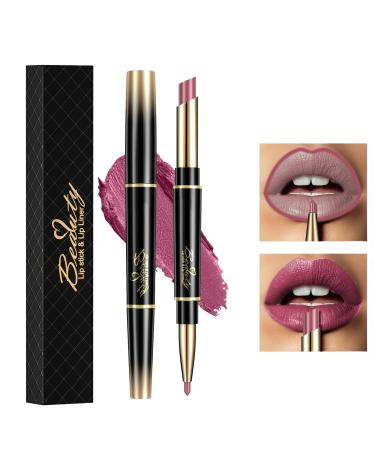 ChaneeHann 2-in-1 Lipstick & Liner Lip Liner and Lipstick Set Double Head Matte Lipstick & Lip Liner Matte Make Up Lip Liners Pencil Waterproof - Shaping Lip Liner Set For Girls (01 Violet)