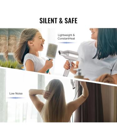 Professional Ionic Hair Dryer 1800W | Fast Drying Blow Dryer for Home & Travel | Lightweight & Quiet Concentrator Nozzle - White - Buy Online on SooperMarket.com