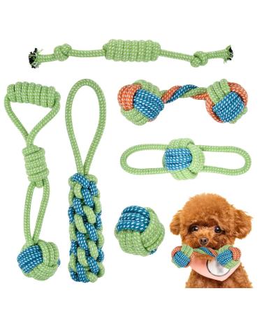 Dog Rope Toys Puppy Toys 6PCS Small Dog Cotton Rope Chewing Toys Puppy Dog Chew Toys Teething Training Dog Tug Rope Interactive Dog Rope Toys Indestructible Natural Cotton Rope for Small Medium Dogs