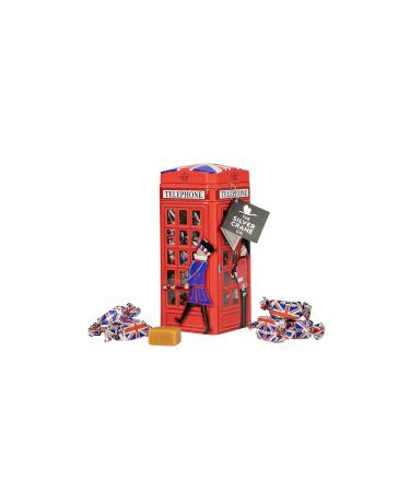British Phone Box Souvenir Fudge Traditional Sweets Tin - Fudge Sweet Tin with Individually Wrapped Sweets English Retro Sweets Gift Box - British Souvenirs Gifts Fathers Day Hamper Gifts for Dad