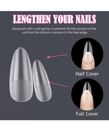 240 Pieces Full Cover Nail Tips - Clear Almond Shape No Wrinkle 12 Sizes Included | Perfect for DIY Manicure & Press-On Nails | International Shipping Available - Buy Online on SooperMarket.com