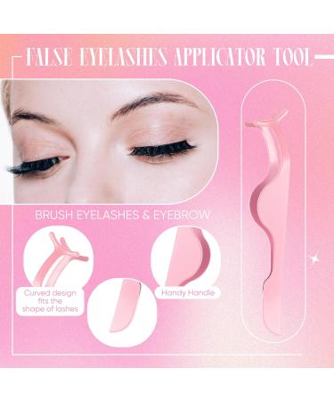 Lasnten DIY Eyelash Applicator Tool Set - Stainless Steel Lash Tweezers Scissors & Brushes for Extensions - Pink | International Shipping - Buy Online on SooperMarket.com