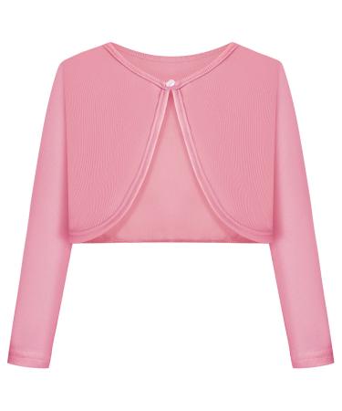 BONNY BILLY Girls Cardigan Long Sleeve Knitted Cotton Bolero Shrug Kids Clothing 5-6 Years Pink