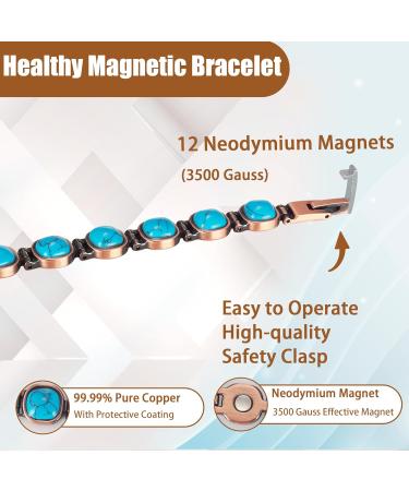EnerCoppeX Copper Magnetic Bracelet for Women - Turquoise Jewelry with 3500 Gauss Magnet (COB-0173) - Buy Online on SooperMarket.com