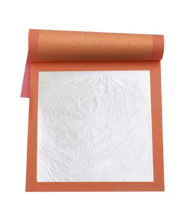 YongBo Edible Silver Leaf,3.7"by 3.7" 25 Sheets Book,Pure Silver Foil for Cake Baking,Food Decoration,Gilding Arts,Nail 25pcs 3.7" silver-book