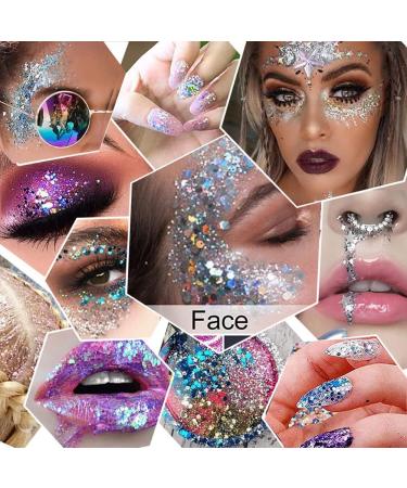 Turelifes Chunky Glitter Gel - Festival Body & Face Makeup - 50ml - Long Lasting Sparkling - Easy to Apply & Remove - #07 Red - Buy Online on SooperMarket.com