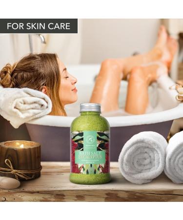 Premium Eucalyptus Bathing Salt 600g - Relaxation & Stress Relief with Natural Sea Salt & Essential Oils - Ideal for Sleep Cold Relief & Swim Additive - Buy Online on SooperMarket.com