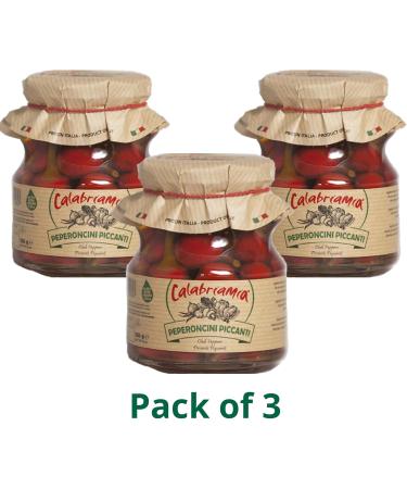 Calabriamia Peperoncini Piccanti Chilli Peppers in Oil 285g Grown and Packed in Calabriamia Italy Authentic Italian Spicy and Savory Taste-Pack of 3 - Buy Online on SooperMarket.com