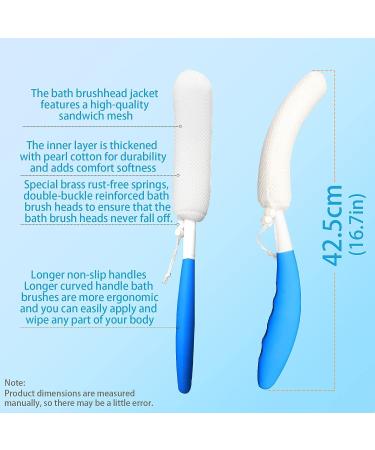 Exfoliating Shower Body Brush with Curved Handle - Green-White - Buy Online on SooperMarket.com