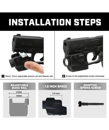 Pistol Light with Red&Green Laser | Rechargeable Compact Weapon Light | Adjustable Rail Mounted Laser Combo | Magnetic Charging | LED Strobe Function - Buy Online on SooperMarket.com