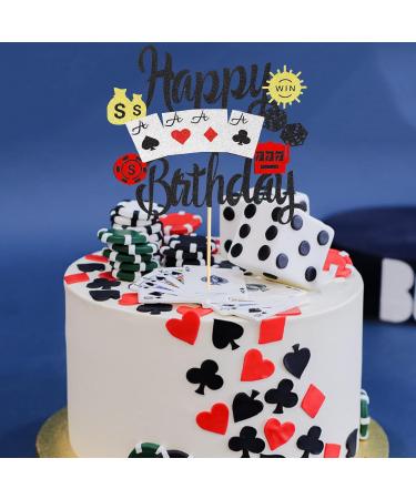 Arthsdite 1Pc Casino Cake Topper Poker Game Chips Player Happy Birthday Cake Pick Decorations for Las Vegas Casino Night Theme Birthday Party Supplies - Buy Online on SooperMarket.com