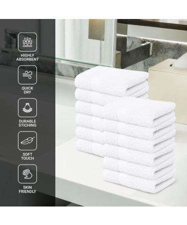 Infinitee Xclusives Premium White Washcloths Set - Pack of 12 | 13x13 Inches 100% Cotton | Body, Face, Kitchen, & Baby Towels - Buy Online on SooperMarket.com