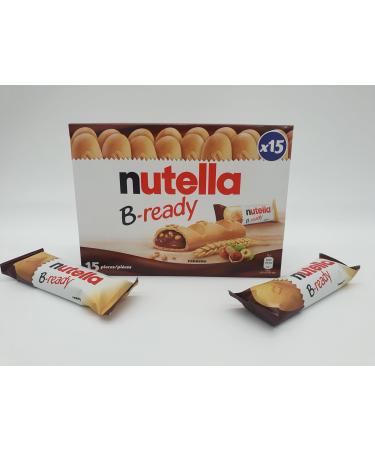 Nutella B-ready 15 Bars Wafer Filled With Hazelnut Spread with Cocoa Individually Wrapped Nutella 15 X 22g Bars. On the go snacks for all ages.