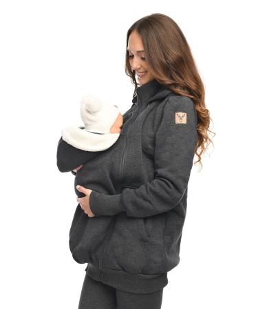 MijaCulture 3-in-1 Maternity Jumper for Baby Carrier Kangaroo Jacket 4132 gray M Gray M