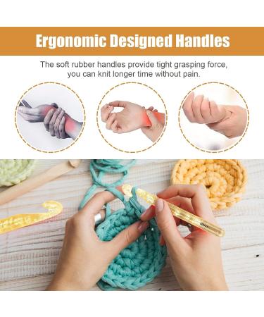 34 Pcs Large Crochet Hooks Set - Chunky Yarn Needles for Carpets & Scarves - Yellow - Buy Online on SooperMarket.com