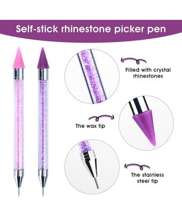 Rhinestone Picker Tool Wax Pencil Set - 2 Dual-Ended Pens with Extra Tips and Nail Art Tweezer for DIY Crafts - Buy Online on SooperMarket.com