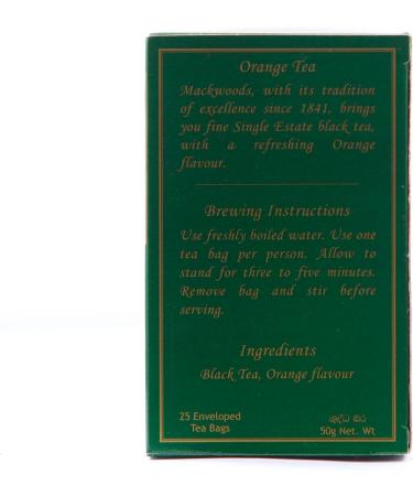 Mackwoods Orange Flavoured Single Estate Black Tea - 25 Enveloped Tea Bags - Buy Online on SooperMarket.com