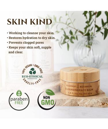 Ecodrop Cleansing Balm and Makeup Remover - 50ml | Sustainable Makeup Remover Balm | Pore-Deep Cleanser | Nourishing Skin Cleansing Balm with Moringa Rose Geranium Chamomile & Rosemary Oil | Natural - Buy Online on SooperMarket.com