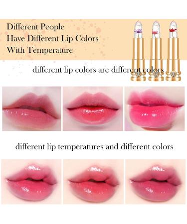 Crystal Flower Jelly Lipstick Set - 3 Colors | Color Changing Magic PH Lip Gloss | Waterproof Moisturizing Lip Balm Trio - Buy Online on SooperMarket.com