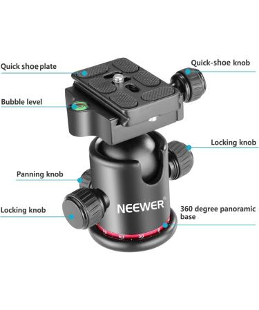 NEEWER 360 Panoramic Tripod Ball Head with Arca-Type Plate - Max Load 17.6lb - for DSLR Camera, Camcorder - Red / Black - Buy Online on SooperMarket.com