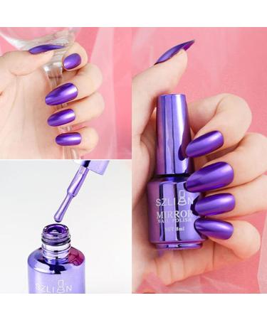 Purple Nail Polish Nail Varnish Chrome Metallic Mirror Quick Dry Metal Effect No UV Needed Nail Art Polish Chrome Nail Polish Nail for DIY Nail Art Manicure at Home - Buy Online on SooperMarket.com