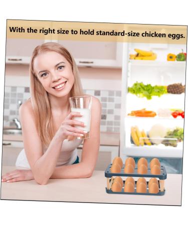 OSALADI Box Egg Carton Egg Holder Bandejas Para Comida Cutlery Tray Household Refrigerator Plastic re-usable Blue 22.3X10.1X8.9CM - Buy Online on SooperMarket.com