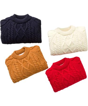 De feuilles Toddler Unisex Cable Knit Pullover Sweater with Warm Lining - Yellow (18-24 Months) - Buy Online on SooperMarket.com