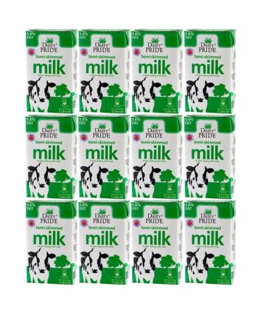 Dairy Pride Semi Skimmed Long Life UHT Milk 1 Litre Pack Of 12 With Welari Thank You Card | (12 Pack) (12 x 1 Litre)