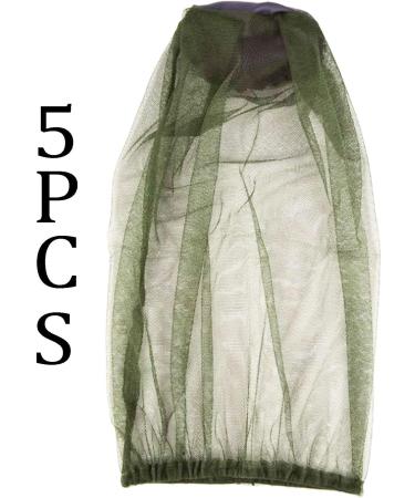 Green Net Face Mesh Cover 5 Pieces Net Mesh Face Protector Insect Bee Mosquito Resistance Sun Fish Hat with Extra Fine Holes for Outdoor - Buy Online on SooperMarket.com