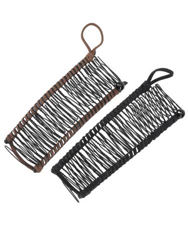 Banana Hair Clips 2 Pack 30-Teeth Large Claw Clips for Thick Hair Crocodile Hair Ties for Lazy People Elastic Hair Bobbles Barrettes for Women Girls Hairdressing Hair Styling Accessories