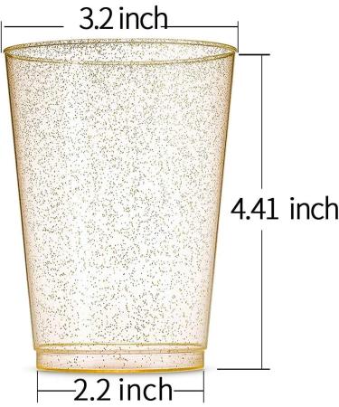 Glitter Plastic Cups Clear Plastic Cups Tumblers Gold Glitter Cups Disposable Wedding Cups Elegant Party Cups Recyclable and BPA-Free (12 OZ) 340 g (Pack of 50) - Buy Online on SooperMarket.com