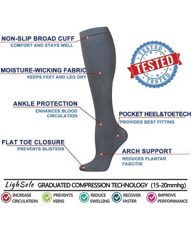 LightSele 8 Pairs Compression Socks - Knee High 15-20 mmHg for Men & Women - Small/Medium - Buy Online on SooperMarket.com